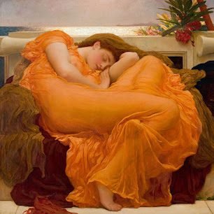 Flaming June by Frederic Leighton — woman resting in deep repose